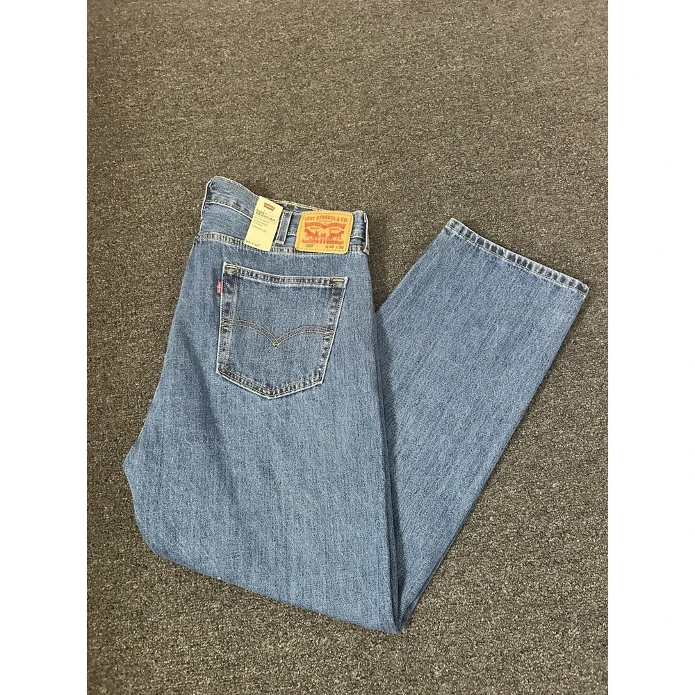 Levi's 505 Straight Leg Blue Jeans Mens 40x30 Medium Wash Western Work Denim NEW